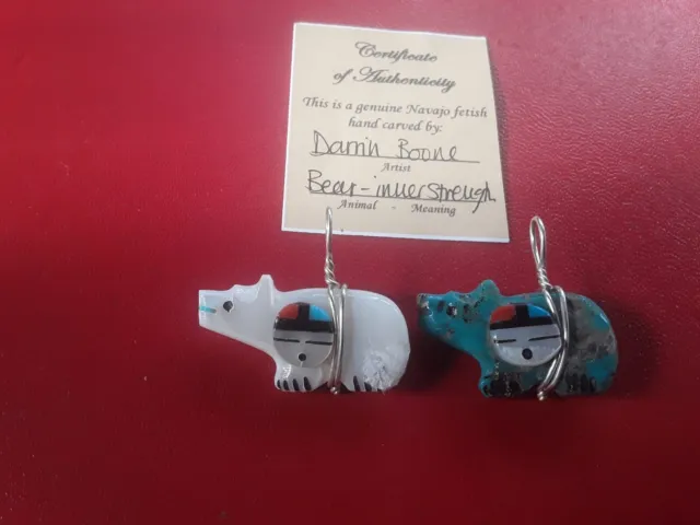 Small sunface bears by Darrin Boone in Shell or Turquoise