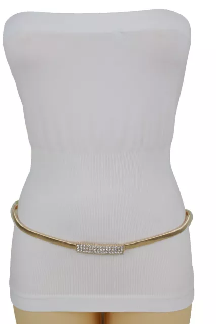 Femmes Sexy Mode Habillé Ceinture Hip Taille Étroit Métal Bling Boucle S M L