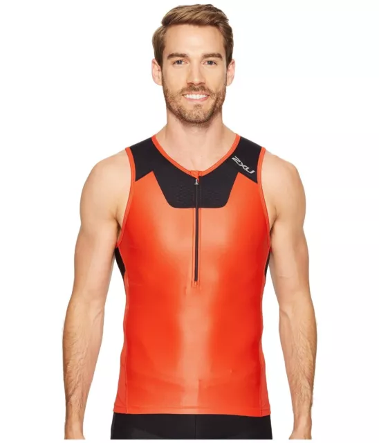 .2XU X-vent Tri Triathlon Singlet Orange/Black Mens Medium BNWOT