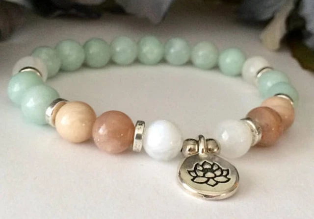 8mm Amazonite bracelet Unisex Sutra men Gemstone pray Stretchy Spirituality
