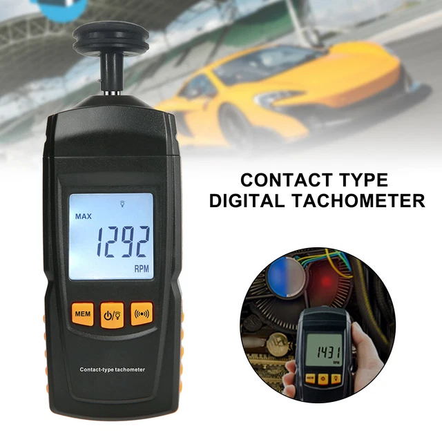 Handheld Digital Tachometer Contact Motor Tachometer Speedometer Tach RPM Tester