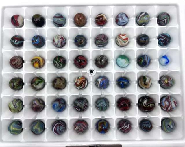 48 Beautiful Jabo Marbles Lot Lutz Mica Swirl Transparent RARE Color Mix Unique