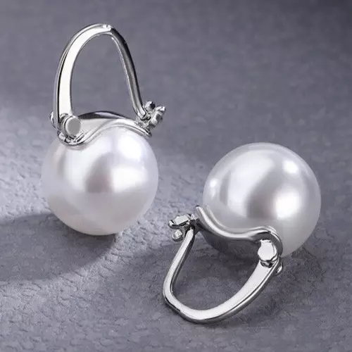 925 Sterling Silver Pearl Drop Elegant Dangle Stud Earrings Womens Girls