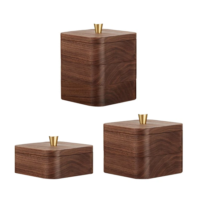 Porta Batuffoli Di Cotone Con Coperchio In Legno | Design Elegante E Igienico Per Bagno O Camera