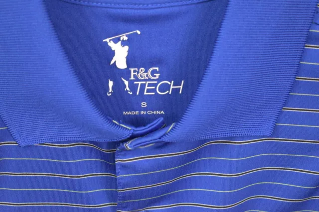 F&G Tech Casa De Campo Teeth Of The Dog Golf Polo Shirt Small Blue Striped Mens 3