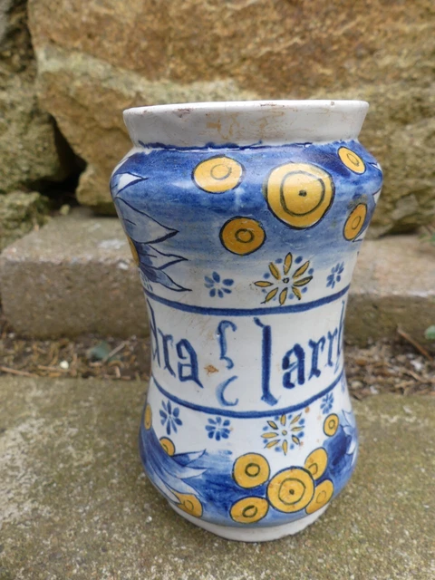 Albarello Pot à Pharmacie XIX ème "DRA LARRBA " signature A manuscrite dessous 1