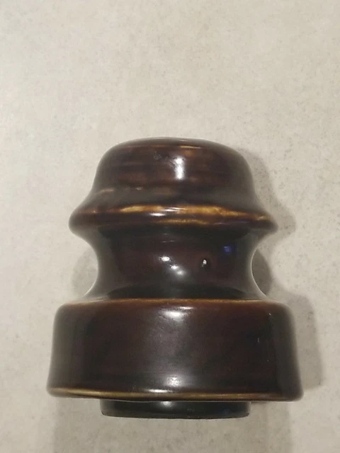 Vintage Brown Ceramic Porcelain Thomas Electric Power Line Insulator 3 3/4"