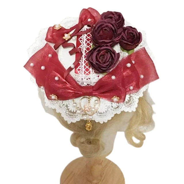 LACE TOP Hat Shiny Bow Rose Flower Pendant Hair Accessories £14.