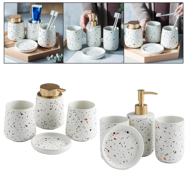 Ensemble d'accessoires de salle de bain brosse à dents tasse porte-savon bouche