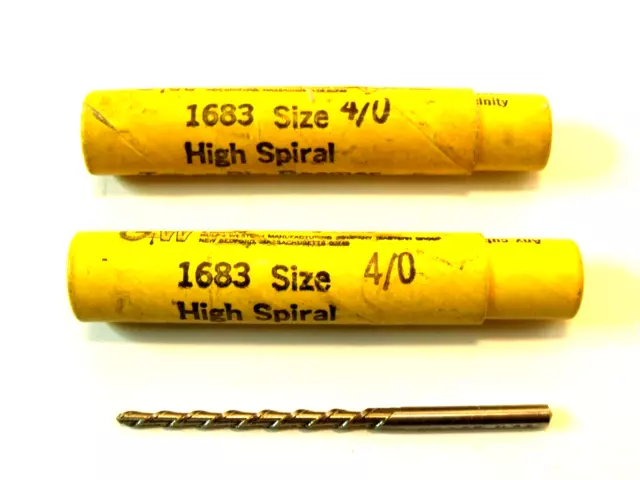 (2) NIB Morse 22614 No. 1683 High Spiral Flute Taper Pin Reamers:  Size 4/0