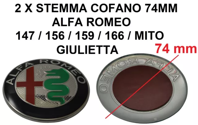 2 Fregi Stemma Alfa Romeo Nero e Rosso Logo 74mm Cofano Anteriore  Posteriore Emblema Red and Black 147 156 159 Brera Mito METALLO :  : Auto e Moto