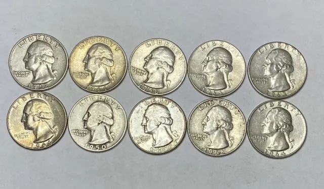 Washington Quarter - 90% Silver - Lot of 10 - Choose How Many Lots you want.