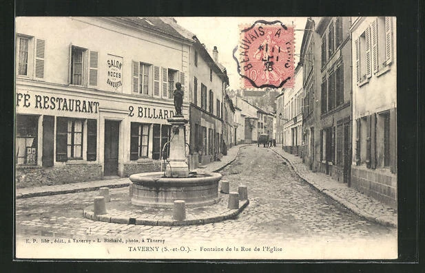 CPA Taverny, Fontaine de la Rue de l´Èglise 1906