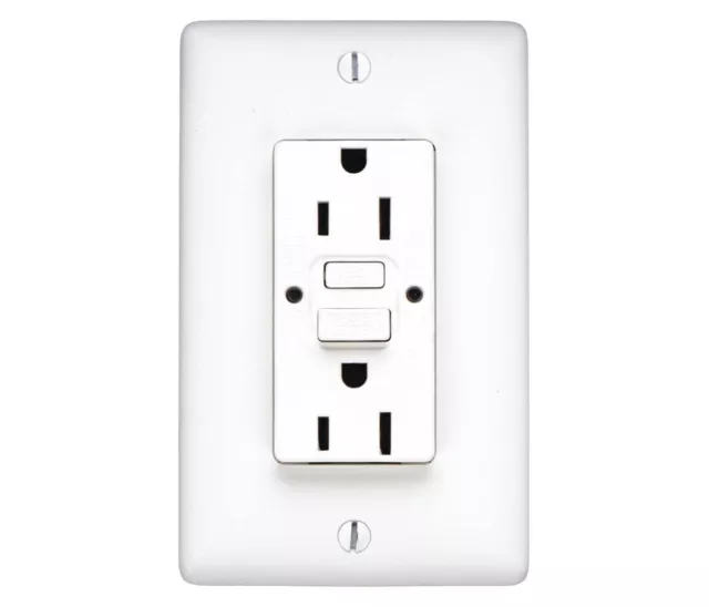 GFCI Receptacle,15A,125VAC,5-15R,White HUBBELL WIRING DEVICE-KELLEMS GFRST15W