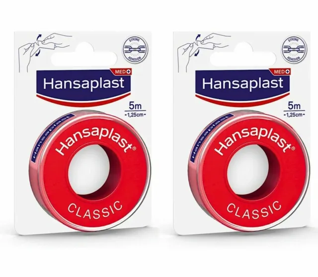 ✅ Hansaplast Classic Fixierpflaster Tapeband starke Klebekraft 5m x 1,25cm ✅