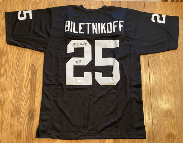 Fred Biletnikoff Signed Black Oakland Raiders Jersey Jsa Witnessed Autograph Coa