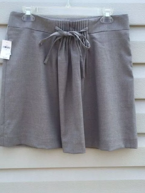 GAP size 8 women's skirt pleated tie front lined stretch side zip grey gray