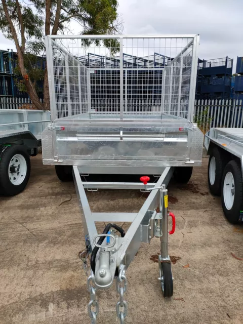 8x5 Tandem Axle Galvanised Box Trailer 3500kg ATM with 900mm mesh cage