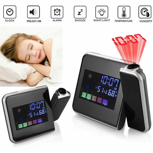 Smart Alarm Clock Digital LED Projector LCD Display Temperature Time ProjectiTU