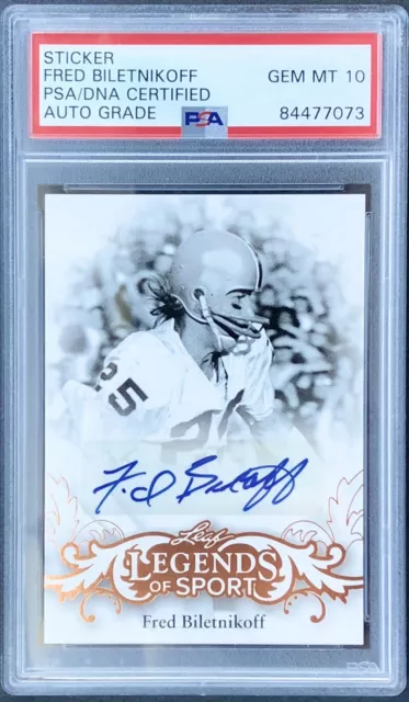 🔥 Fred Biletnikoff 2015 Leaf Legends of Sport Card Autographed PSA 10  Encased