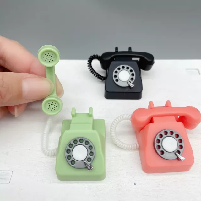 Kunststoff Puppenhaus Maßstab 1:12 Miniaturen Zubehör Altmodisch Heimtelefon