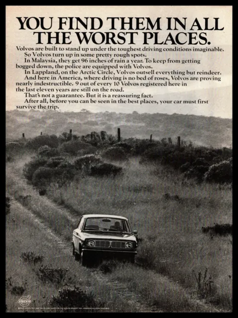 1970 Volvo 144 4-Door Sedan "You Find Them In The Worst Places" Vintage Print Ad