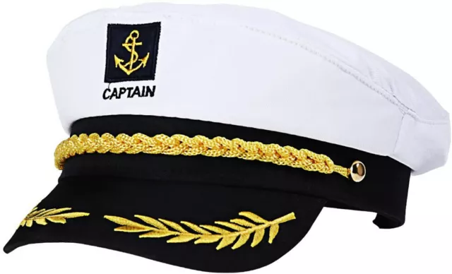 Expédié de Paris - Casquette Mixte Capitaine Bateau Ancre Blanc Noir Marine