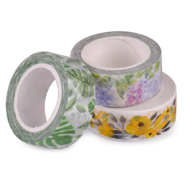 3pc 15MMx7M Floral Washi Sticker Roll Paper Masking Adhesive Tape Craft Gift DIY
