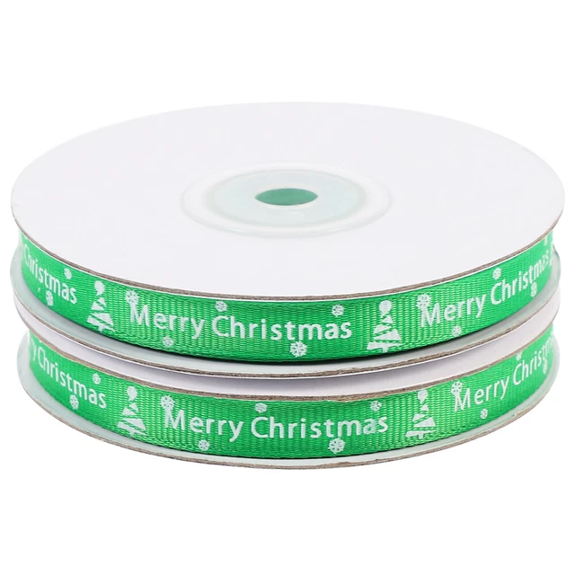 2 Rollen von Weihnachten Bänder Polyester Bänder für Kranz DIY Handwerk Bänder