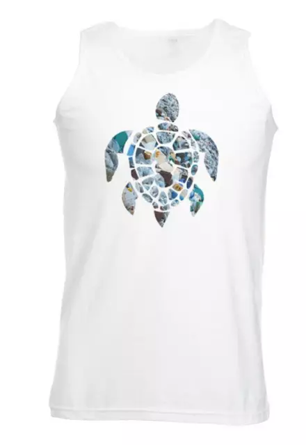 Unisex White Ocean Plastics Turtles Vest Recycle Ban Life Environment