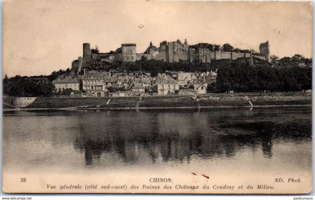 37 CHINON - Vue generale des ruines des CHATEAUx du Coudray  PAST/1912