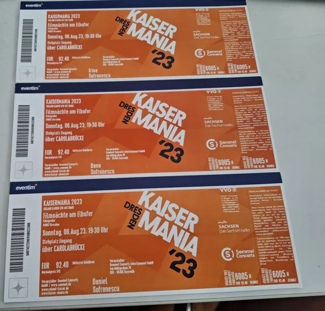 KAISERMANIA ROLAND KAISER 06.08.2023 Tickets als Erinnerung!!! EUR 19