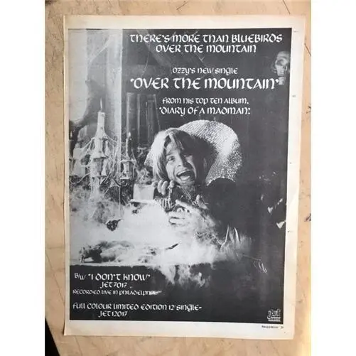 OZZY OSBOURNE OVER THE MOUNTAIN POSTER SIZED original music press advert from 19