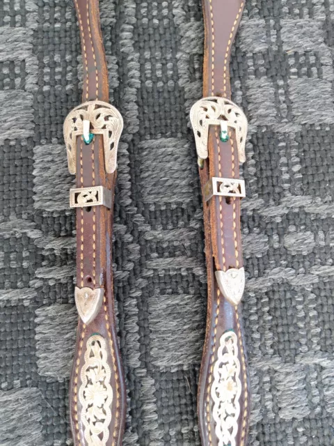 Vintage Sterling Silver Filigree Western Horse Show Headstall One Ear Bridle 3