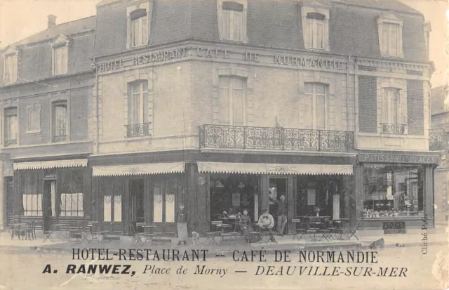 CPA 14 DEAUVILLE HOTEL RESTAURANT CAFE DE LA NORMANDIE PLACE DE MORNY (rare