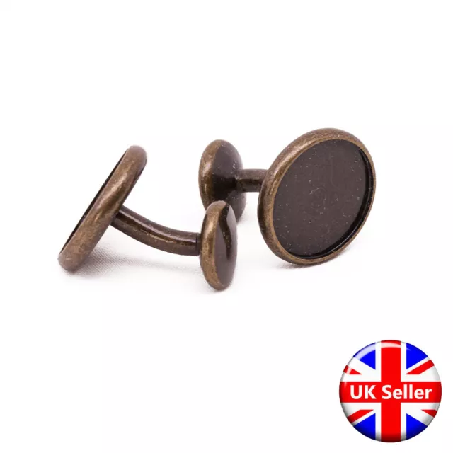 Premium Antique Bronze Cufflink Setting Blanks Fits 16mm Cabochon