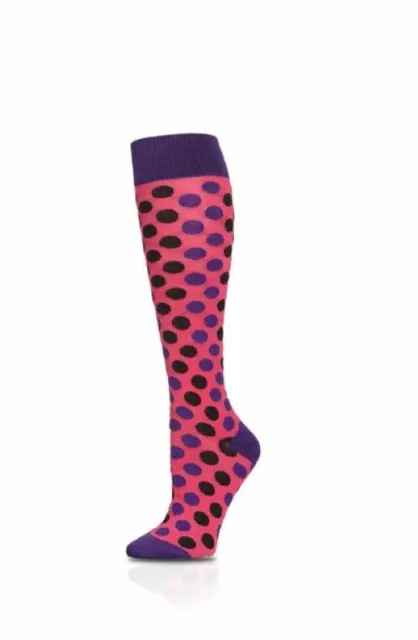 2 Pairs Women's  Multi Color Dotted Novelty Fashion Knee High Socks Size 9-11