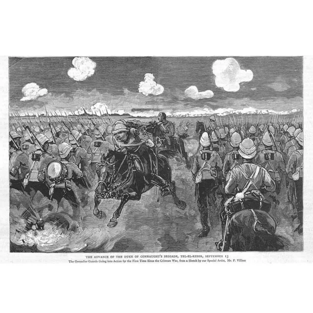 WAR IN EGYPT Duke of Connaught's Brigade at Tel-El-Kebir - Antique Print 1882
