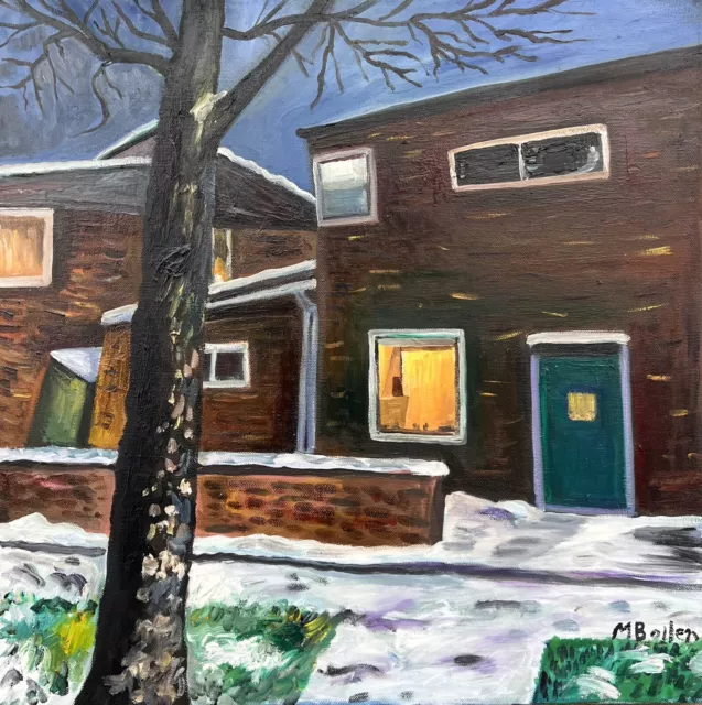 “Night Life” Light original oil painting by MBollen Apartments Hopper Inspired