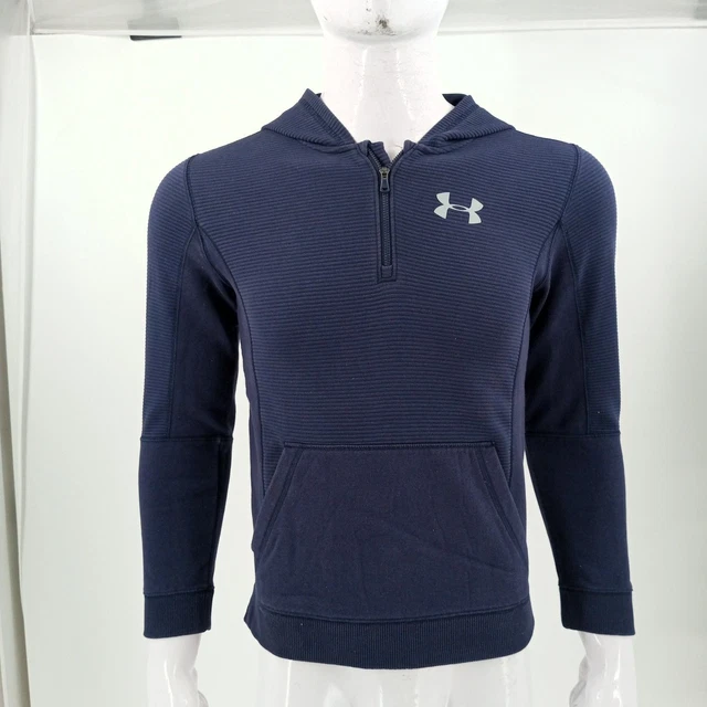 Under Armour Boys Blue Coldgear Loose Fit Long Sleeve Pullover Hoodie Size Large