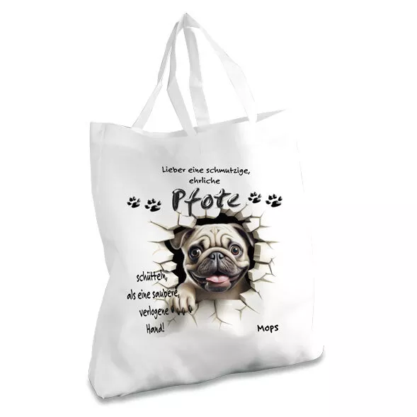Mops Einkaufstasche Tasche Geschenk Neu Fun Hund Pug Dog Neu