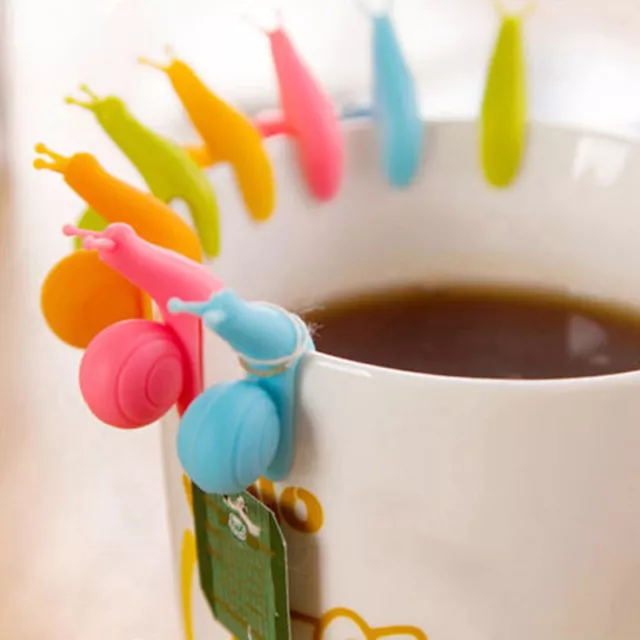 5 piezas Exquisita Bolsa de Té de Silicona en Forma de Caracol Portaza Taza Colores Caramelo Cu ZR