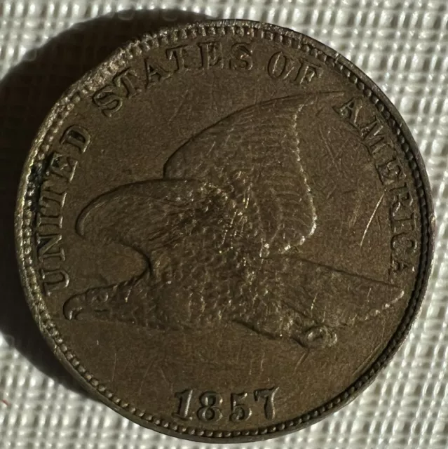 1857 Flying Eagle Cent XF + Details