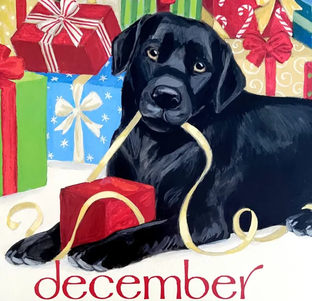 Labrador Christmas December Dog Days Poster Calendar 14 x 11" Art Leigh DWDDCal