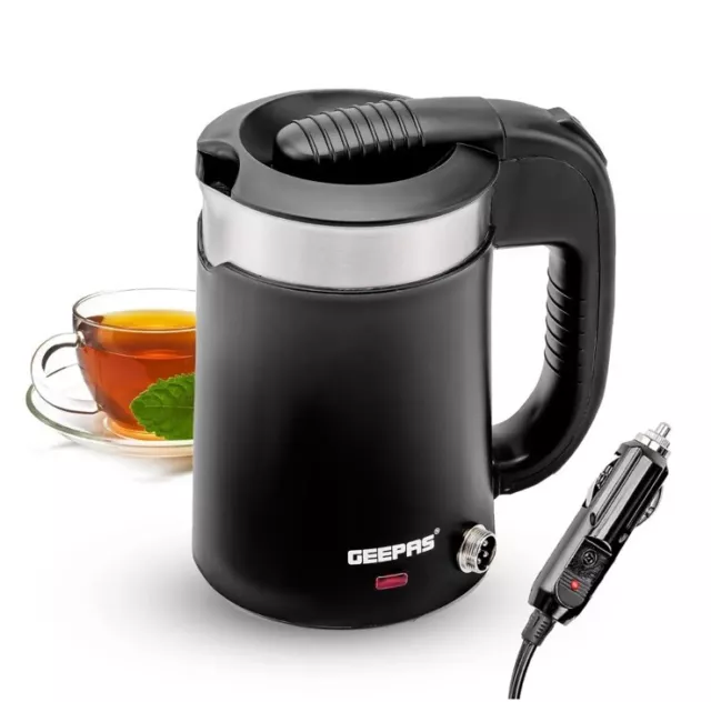 Travel Kettle Electric Double Layer Car & Home Multiuse 0.5L Black 1100w