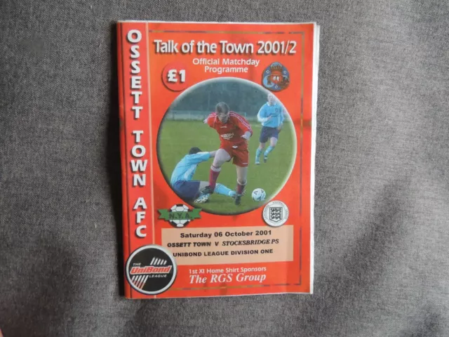 Ossett Town v Stockbridge Park Steels 6th October 2001 Matchday Programme