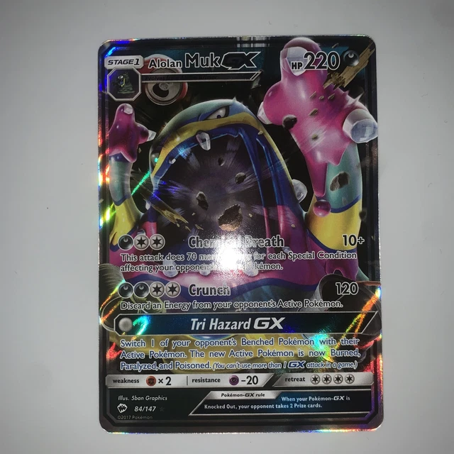 Pokemon - Alolan Muk GX - 84/147 - SM Burning Shadows - Half Art - MINT