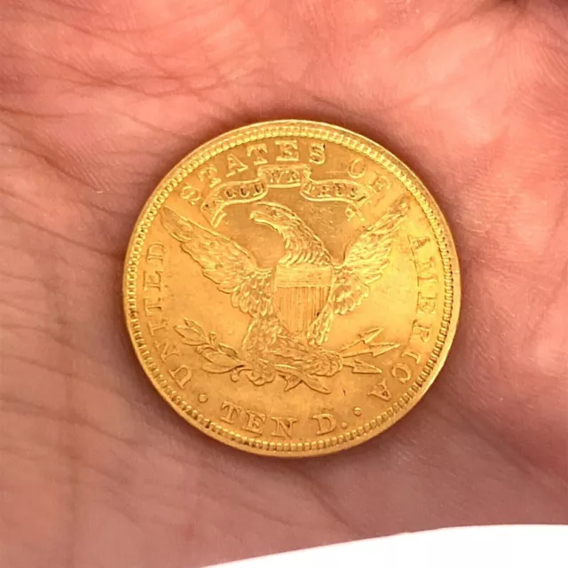 1907 Liberty Head Ten Dollar Eagle Shape For Pendant 14k Yellow Gold Plated