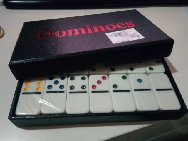 Juego de domino clasico con 28 fichas de resina y caja negra dominó dominoes