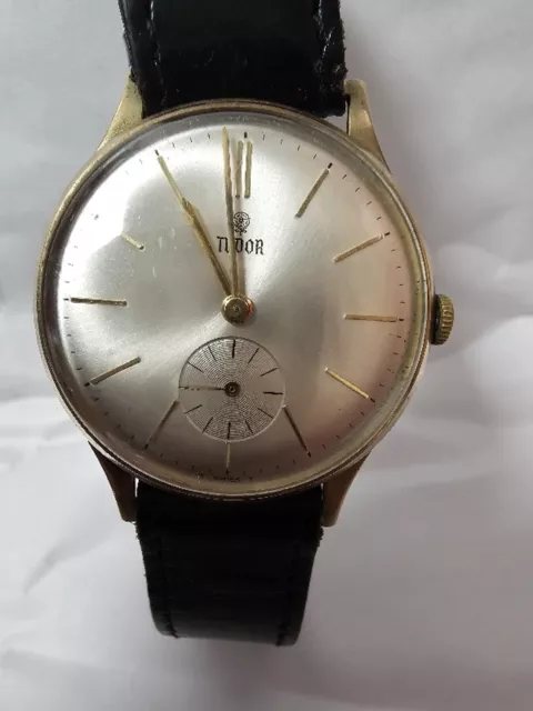 Vintage 9CT Gold Rolex Tudor Watch Engraved Edinburgh Assay 1968-69 Needs Repair